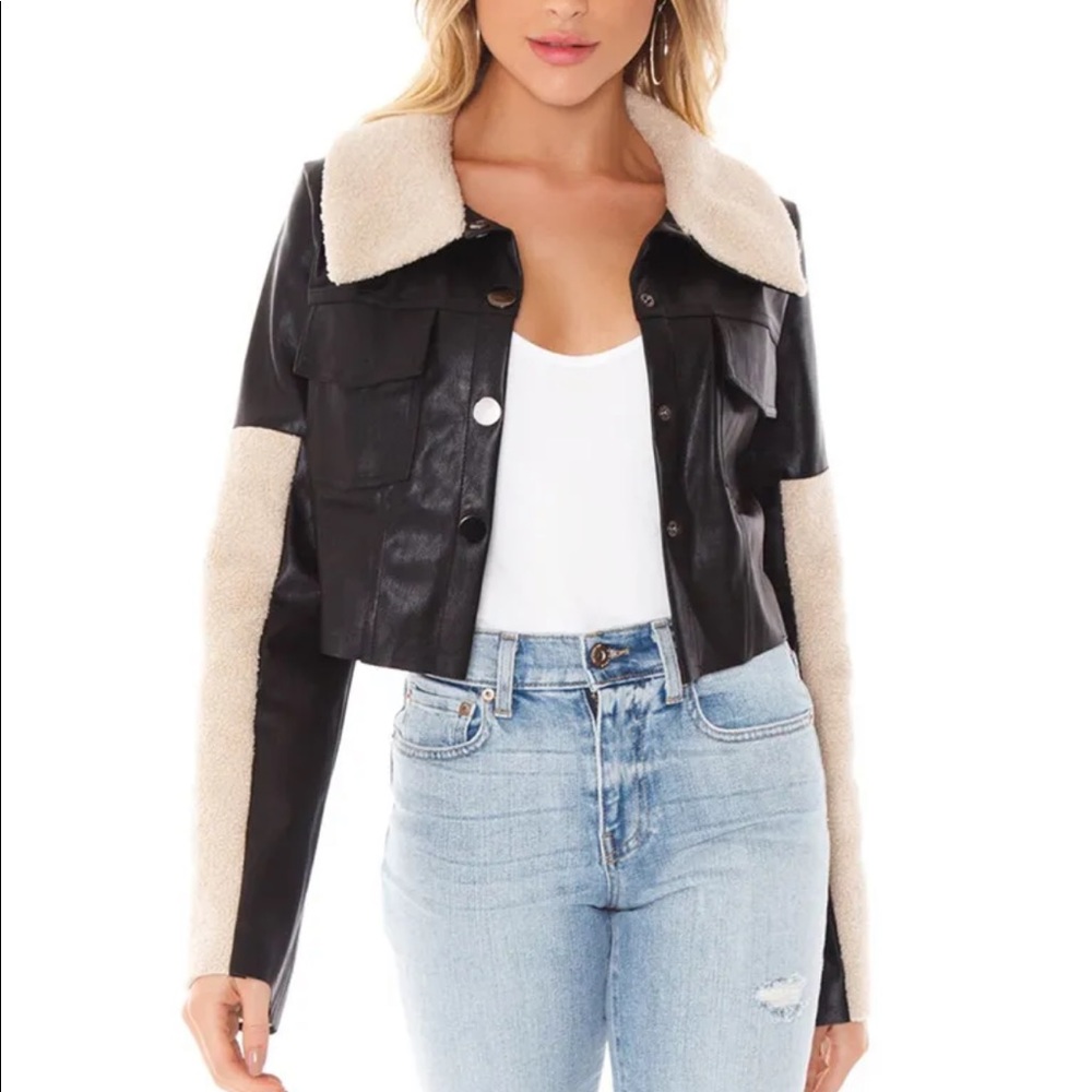 Line and Dot Pleather Jacket